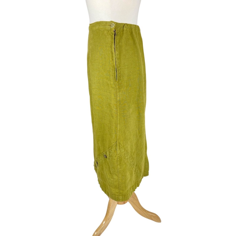Heteroclite Linen Skirt size 8/10 Green Midi A-line Lagenlook Vintage - Picture 4 of 16